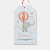 Dank u labels | Olifant heteluchtballon - perzik Cadeaulabel (Voorkant)