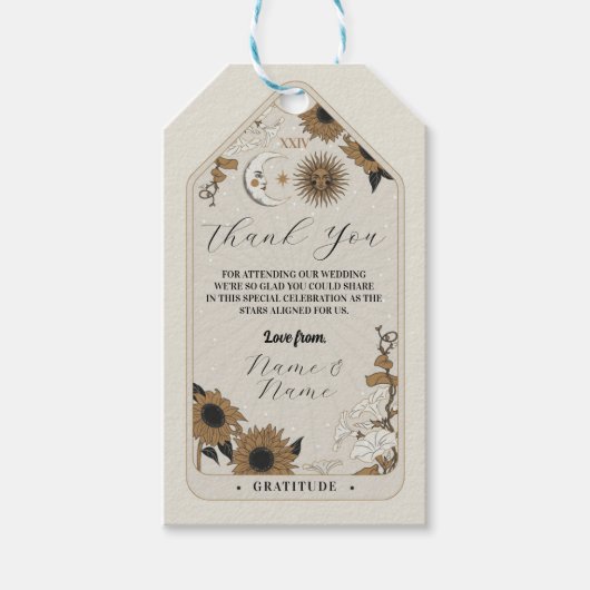Dank u Labels Tarot bruiloft sterren uitlijnen zon Cadeaulabel (Voorkant)