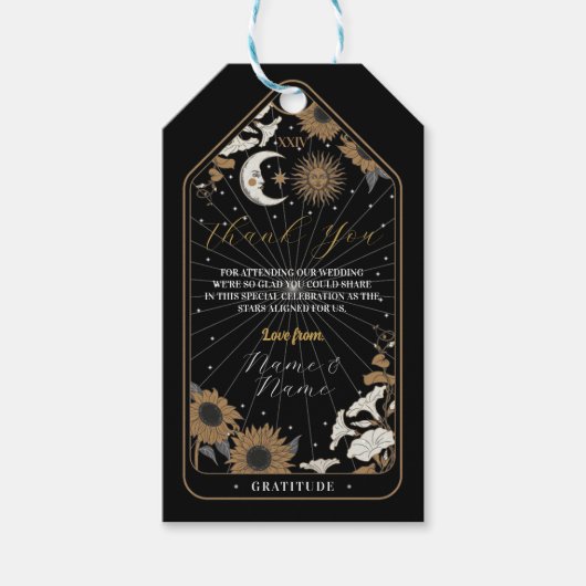 Dank u Labels Tarot bruiloft sterren uitlijnen zon Cadeaulabel (Voorkant)