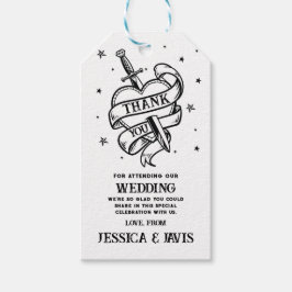 Dank u Labels Trouwen Traditioneel Tattoo Hart Cadeaulabel