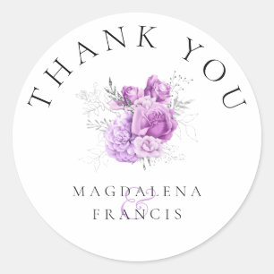 dank u , lavender floral bouquet ronde sticker