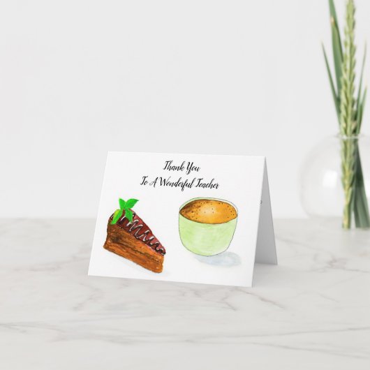 Dank u, leermeester Chocolate Cake en koffie Bedankkaart (Voorkant)