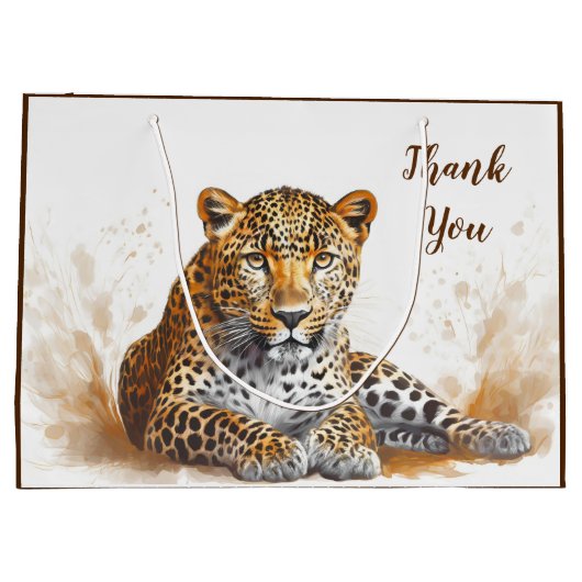 Dank u Leopard Dierenportret Groot Cadeauzakje (Achterkant)