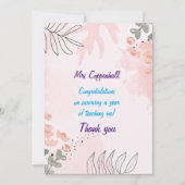 Dank u, leraar. Bewerkbare leraar- en onderliggend Bedankkaart (Voorkant)