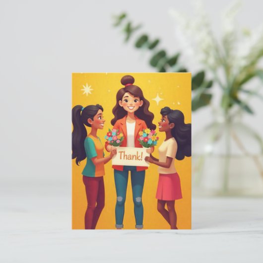 "Dank u, leraar!" Briefkaart (Staand voorkant)