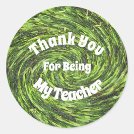 Dank u, leraar Bright Green Spiral Ronde Sticker