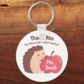 Dank u, leraar, Cute Hedgel en Apple Sleutelhanger (Voorkant)