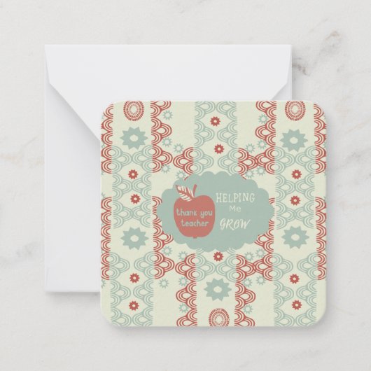 Dank u Leraar: Notitiekaartje (Voorkant)