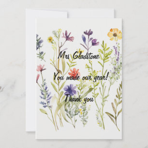 Dank u Leraar U maakte ons Jaar. Bewerkbare tekst Bedankkaart