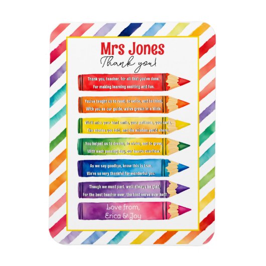 dank u leraar Waardering potloden gedicht Magneet (Verticaal)