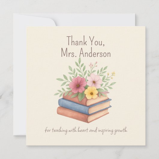 Dank U Leraar - Waterverf Bloemen - Platte kaart (Voorkant)