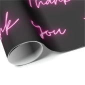 Dank u Leuk Modern Zwart Heet Roze Neon Script Cadeaupapier (Rol Hoek)