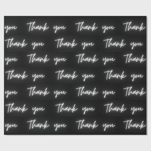 Dank u Leuk Modern Zwart Wit Neon Script Cadeaupapier (Vlak)