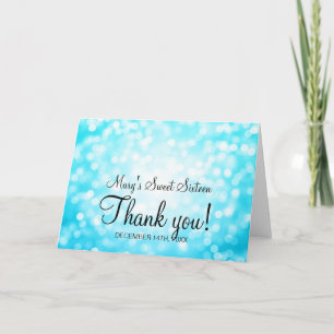 Dank u lief 16 turquoise glitter lampjes bedankkaart