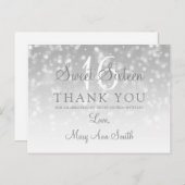 Dank u Lief 16 Zilveren Bokeh Sparkle Lights Briefkaart (Voorkant / Achterkant)