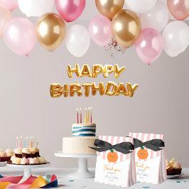 Dank u lieve pinky strepen glimlachend sinaasappel bedankdoosjes