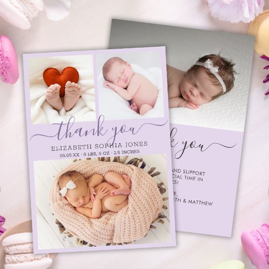 Dank u Lila Foto Collage van de Aankondiging van d