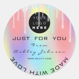 Dank u Logo Holograaf gemaakt met Love WEB Ronde Sticker