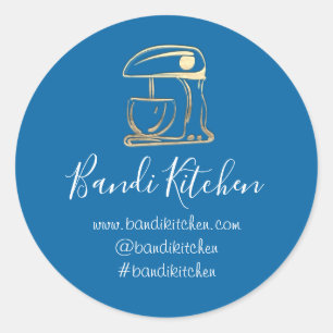 Dank u Logo Keuken Koken Bakkerij ShopGoldTeal Ronde Sticker