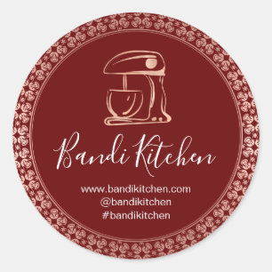 Dank u Logo Keuken Koken Chef Bakkerij Burgund Ronde Sticker