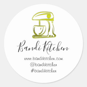 Dank u Logo Keuken Koken Mixer Mosterd Wit Ronde Sticker