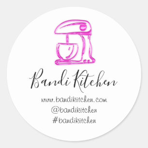 Dank u Logo Keuken Kookmixer Roze Fuchsia Ronde Sticker