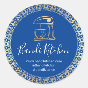 Dank u Logo Kitchen Cooking Chef Online Blauw Ronde Sticker