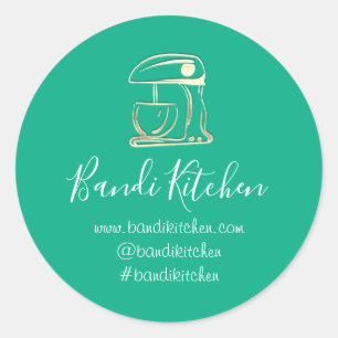 Dank u Logo Kitchen Cooking Robot Mint Gold Ronde Sticker