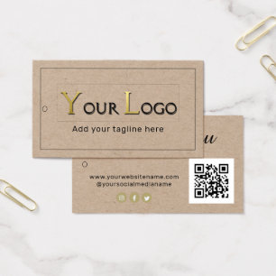 Dank u Logo QR Code Kraft Clothing Hang Label Visitekaartje