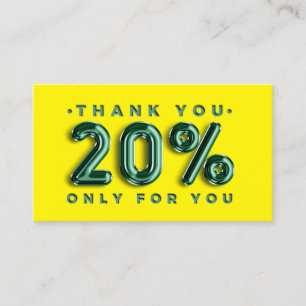 Dank u Logo QRCODE 20%OFF kortingscode geel Visitekaartje
