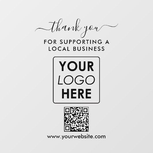 Dank u lokale zakelijke Logo branding welkom Raamsticker (Vel)