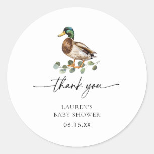 Dank u Mallard Duck Baby shower Ronde Sticker