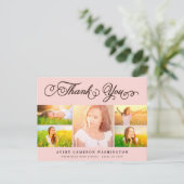 Dank u Manuscript Elegant 5 multi-Foto Afstuderen Briefkaart (Staand voorkant)