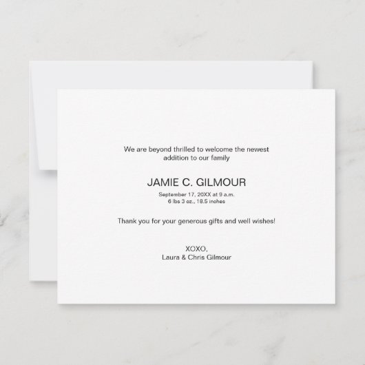 Dank u Manuscript en de Aankondiging van de Baby G (Achterkant)