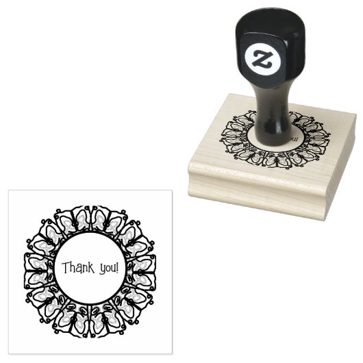 Dank u, medallion style, 	rubberstempel (Gestempeld)