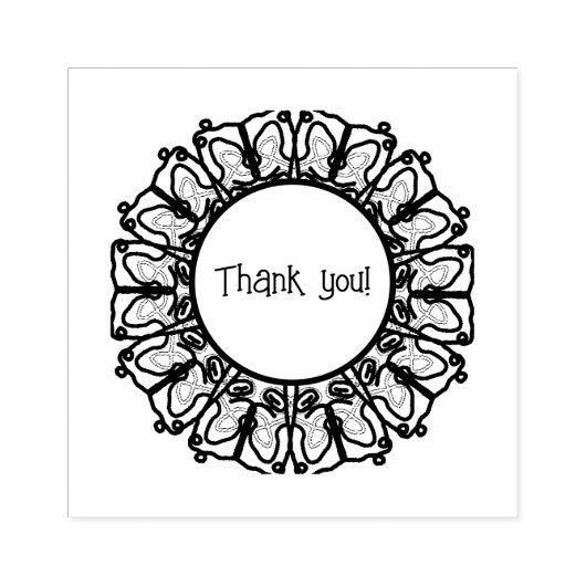 Dank u, medallion style, 	rubberstempel (Afrduk)