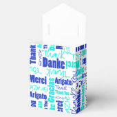 Dank u Meertalige Word Collage Blauw Turquoise Bedankdoosjes (Geopend)