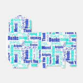 Dank u Meertalige Word Collage Blauw Turquoise Bedankdoosjes (Uitgevouwen)