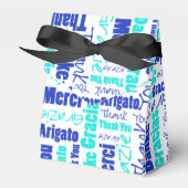 Dank u Meertalige Word Collage Blauw Turquoise Bedankdoosjes (Voorkant Zijde)