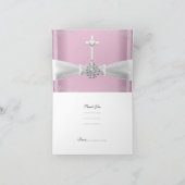 Dank u Meisje Eerste Heilige Communie roze Wit Bedankkaart (Binnen)