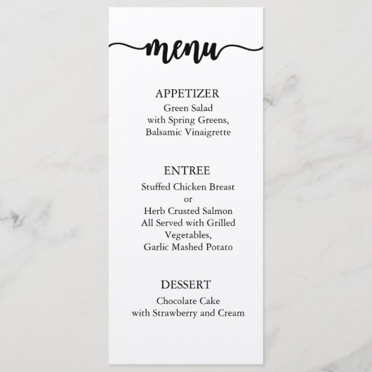 Dank u menu Kaart, receptie menu dank u (Achterkant)