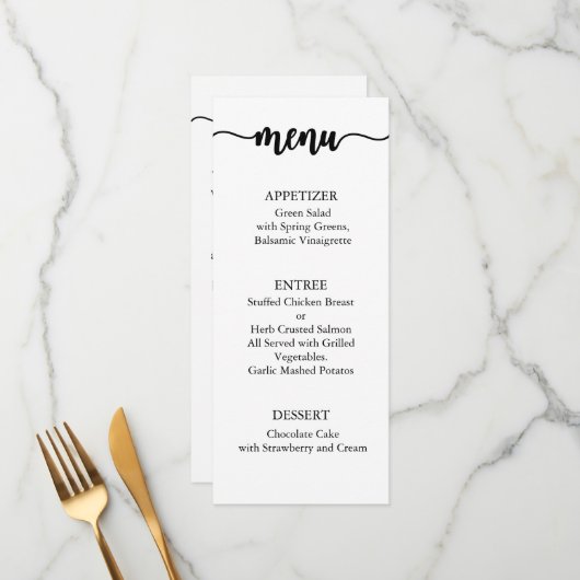 Dank u menu Kaart, receptie menu dank u (Voorkant / Achterkant in situ)