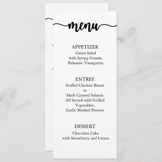 Dank u menu Kaart, receptie menu dank u (Voorkant / Achterkant)