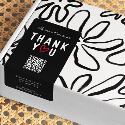 Dank u met Liefdeshart en QR Code Etiket