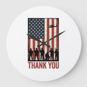 Dank U Militair Amerikaanse Vlag Shirt Ontwerp_1 Grote Klok