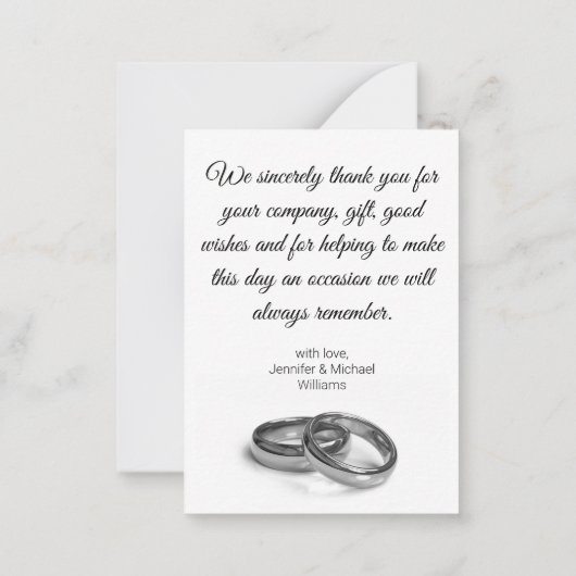 Dank u minimale zwart-wit trouwfoto notitiekaartje (Achterkant)