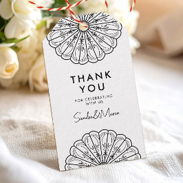 Dank u minimalistische zwart-wit bloemen cadeaulabel