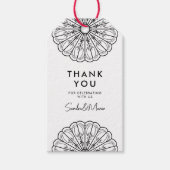 Dank u minimalistische zwart-wit bloemen cadeaulabel (Voorkant)
