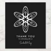 Dank u minimalistische zwart-wit bloemen wijn etiket (Enkel label)