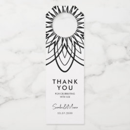 Dank u minimalistische zwart-witte bloem flessenhanger